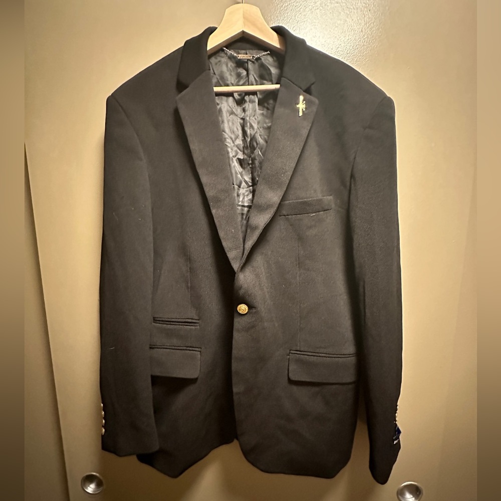 Barabas single button exclusive black blazer